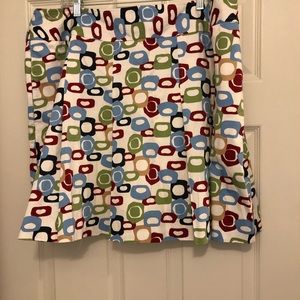 Liz Golf Skort. White with blue, green, yellow, red square pattern. Size 18W
